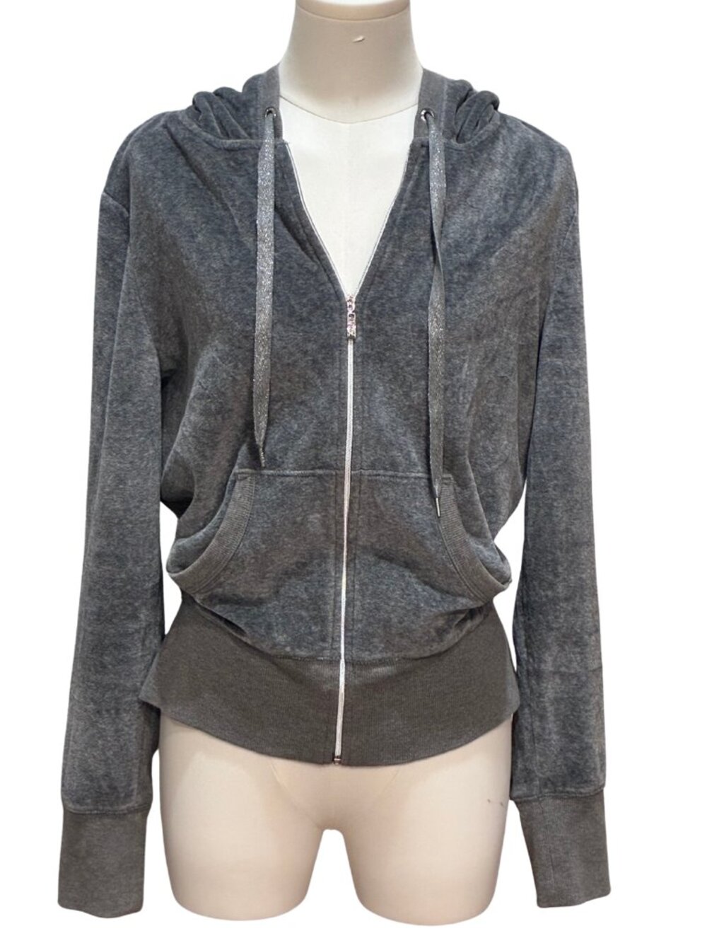 Vintage 2010's Victoria’s Secret VSX Sport Y2K Athletic Grey Velour Zip Up Large